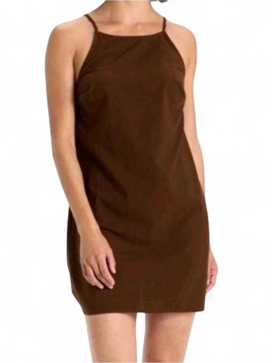 a new day Dresses & Skirts - NWOT A New Day Chocolate Brown Halter Neck Mini Shift Dress S
